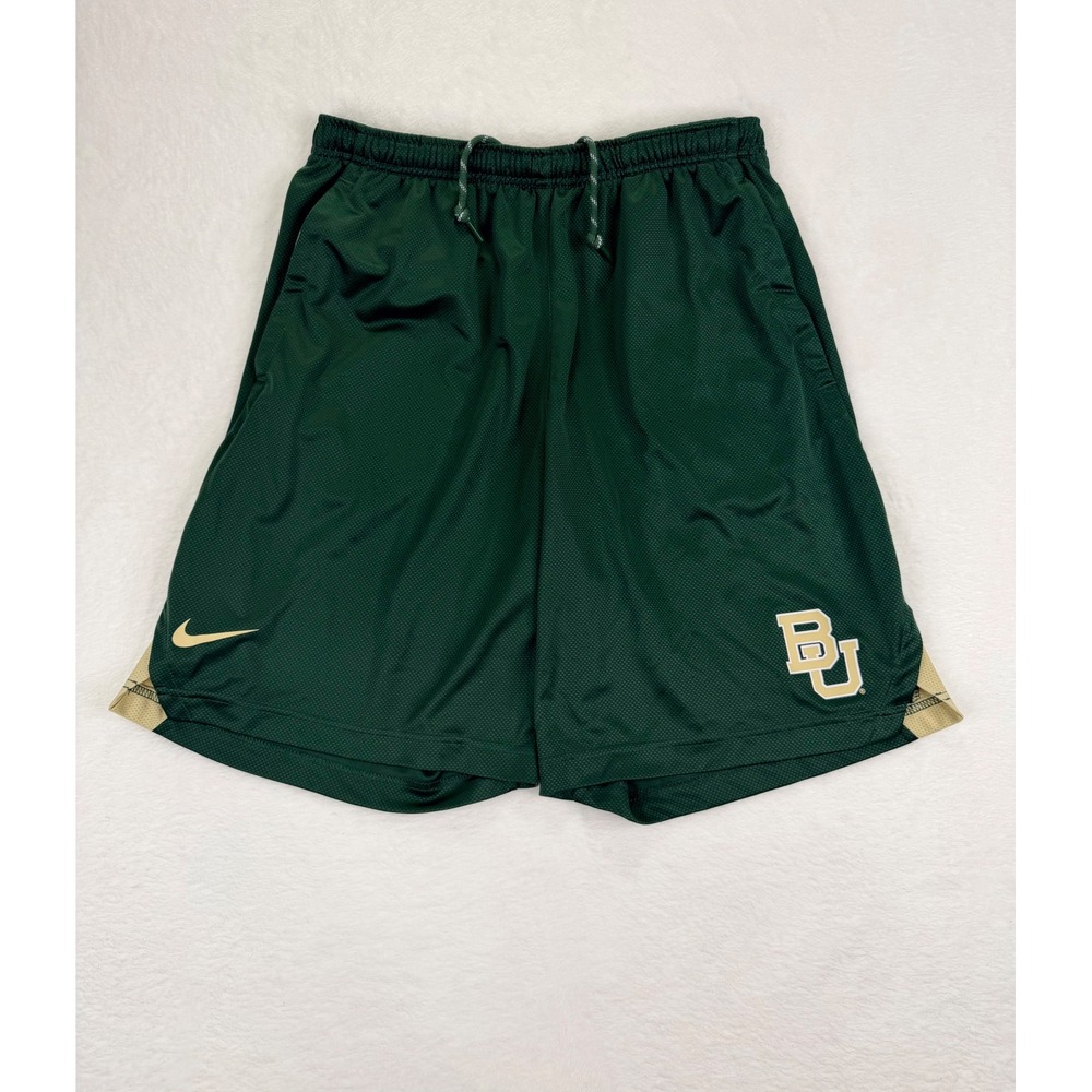 Nike Mens Baylor Bears Dri-FIT Basketball Shorts Green Gold Large BU NCAA